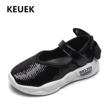 

New Girls Single Shoes Sequins Flats Children Leather Shoes Baby Toddler Casual Light Student Kids Spring/Autumn 018