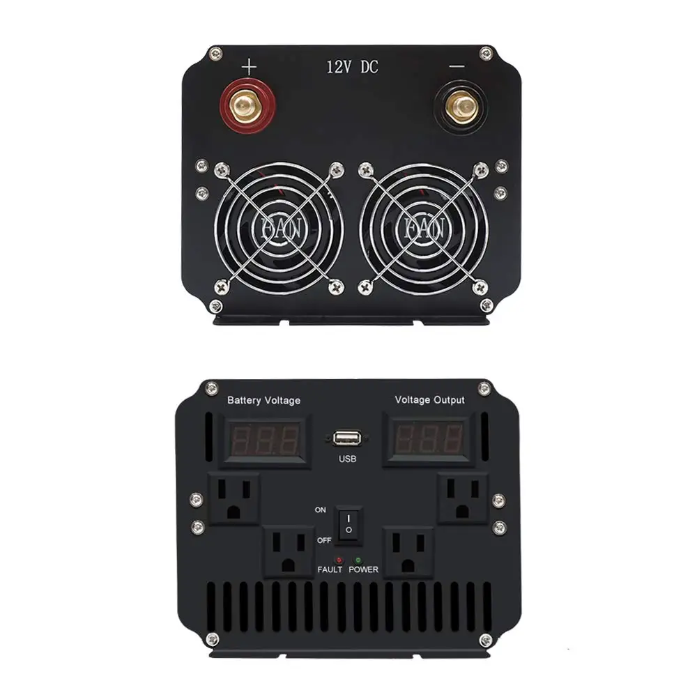 US $196.12 5000Watts Peak DC 12V to AC 220V110V Dual LED Display Pure Sine Wave US plugUniversal plug Homeouting Power InverterBlue