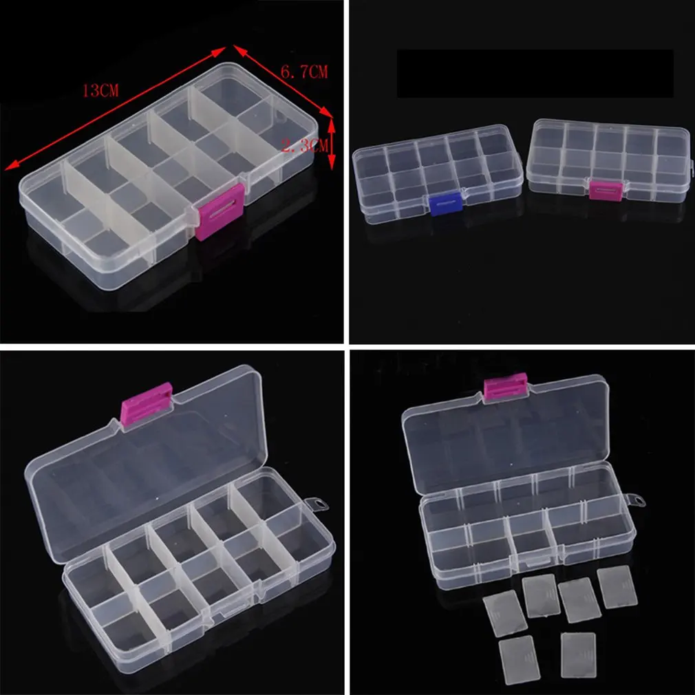 10 сеток пластиковая коробка для хранения для маленьких компонентов ящик для ювелирных инструментов бисер таблетки Органайзер дизайн ногтей наконечник чехол