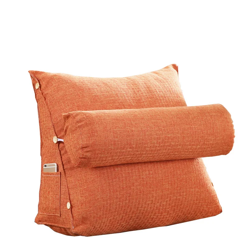 Simple Linen Bedside Triangle Cushion Office Bedroom Solid Color Cotton Sofa Christmas Pillow Covers 50C33 | Дом и сад
