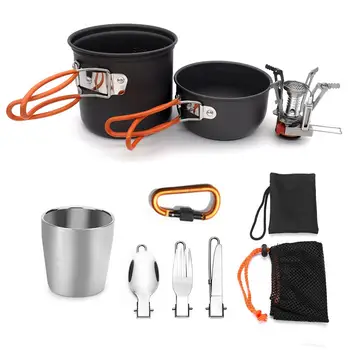 

Ultralight Camping Cookware Mini Stove Utensils Outdoor Tableware Set Hiking Picnic Backpacking Camping Tableware Pot Pan Cup