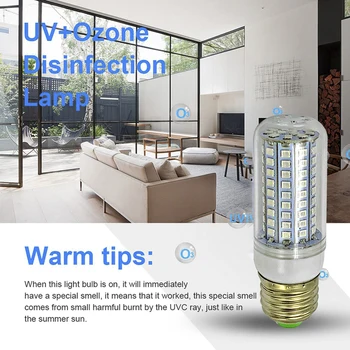 

LED UV Germicidal Lamp Light Corn Bulb Anti UVC E27 10W 102 Sanitizer Bacteria for Household Rooms Protection Supplies