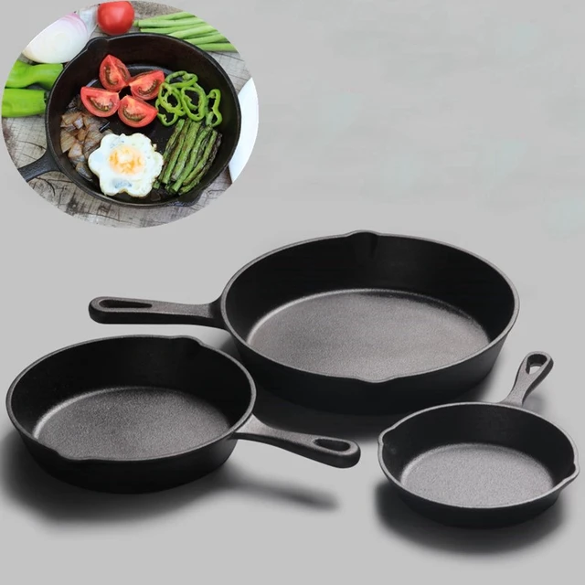 Housoutil Sartén pequeña de hierro fundido, sartén de huevos de 5  pulgadas/4.7 in, antiadherentes, adecuadas para estufa de gas, cocina de  inducción