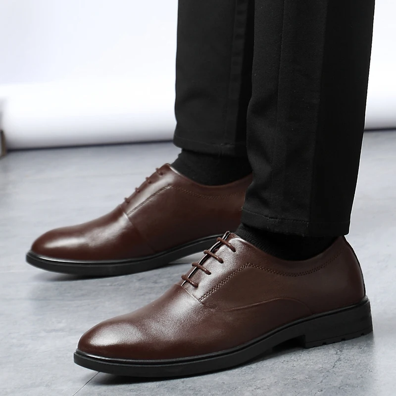 Мужская официальная модельная обувь Свадебные туфли оксфорды из натуральной
