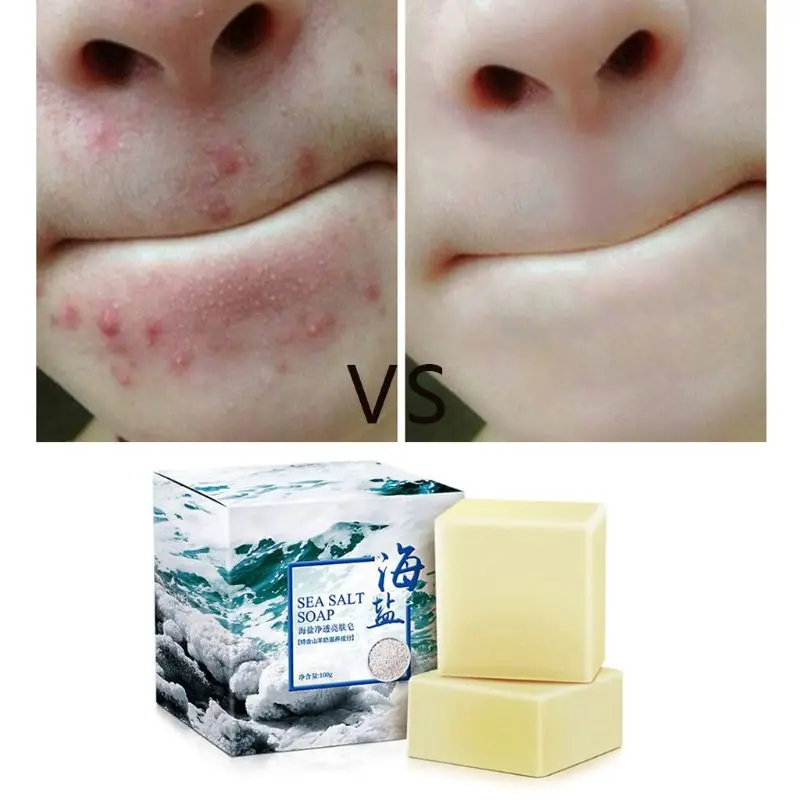 

100g Sea Salt Facial Cleaner Anti Mites Soap Removal Pimple Pores Acne Treatment Moisturizing Oil Control Whitening Skin Care