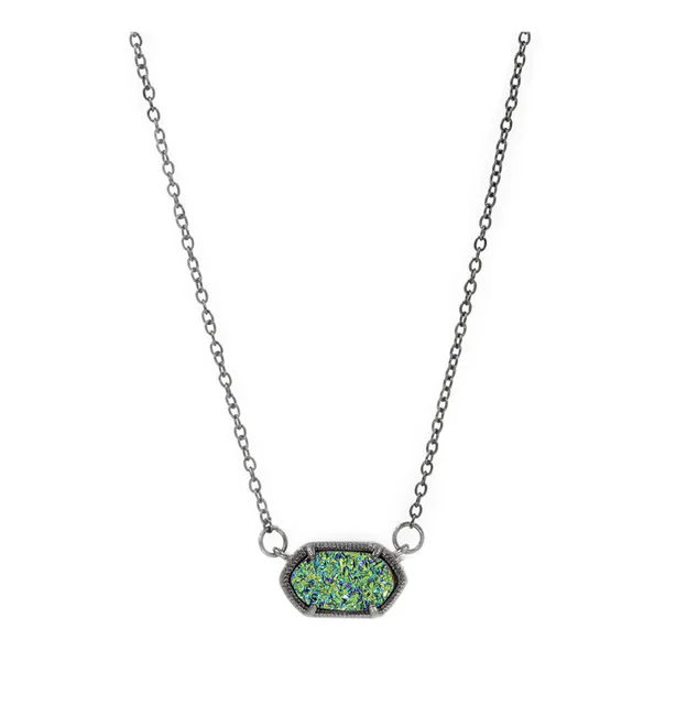 Black Mix Necklace Новое маленькое овальное ожерелье с подвеской Druzy, лучшее качество, золотой цвет, блестящий кулон, ожерелье, женский подарок, модное ювелирное изделие - Окраска металла: Black Mix Necklace