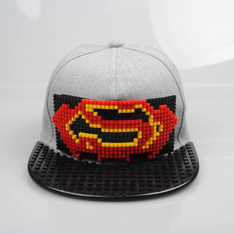 Новые головоломки игры блоки DIY лего бейсбольная шляпа Боб Марли пиксели супергерой папа шапки Snapback кепки для мужчин и женщин Съемный - Цвет: C10