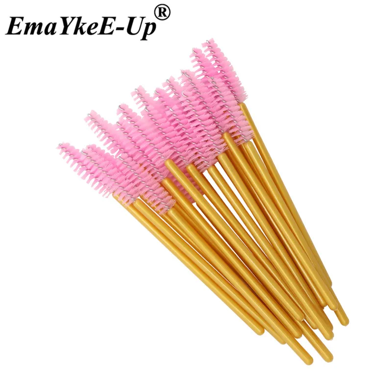 Gold Pink 50 шт Женские Модные кисти для ресниц, одноразовые кисти для макияжа, Хрустальные кисти для бровей/ресниц/туши для ресниц, кисти для ресниц - Цвет: Gold Pink