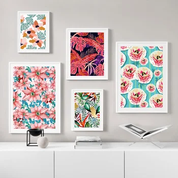 

Flower abstract ins art Tropical Garden Poster Canvas Art Print Wall Pictures for Living Room No Frame