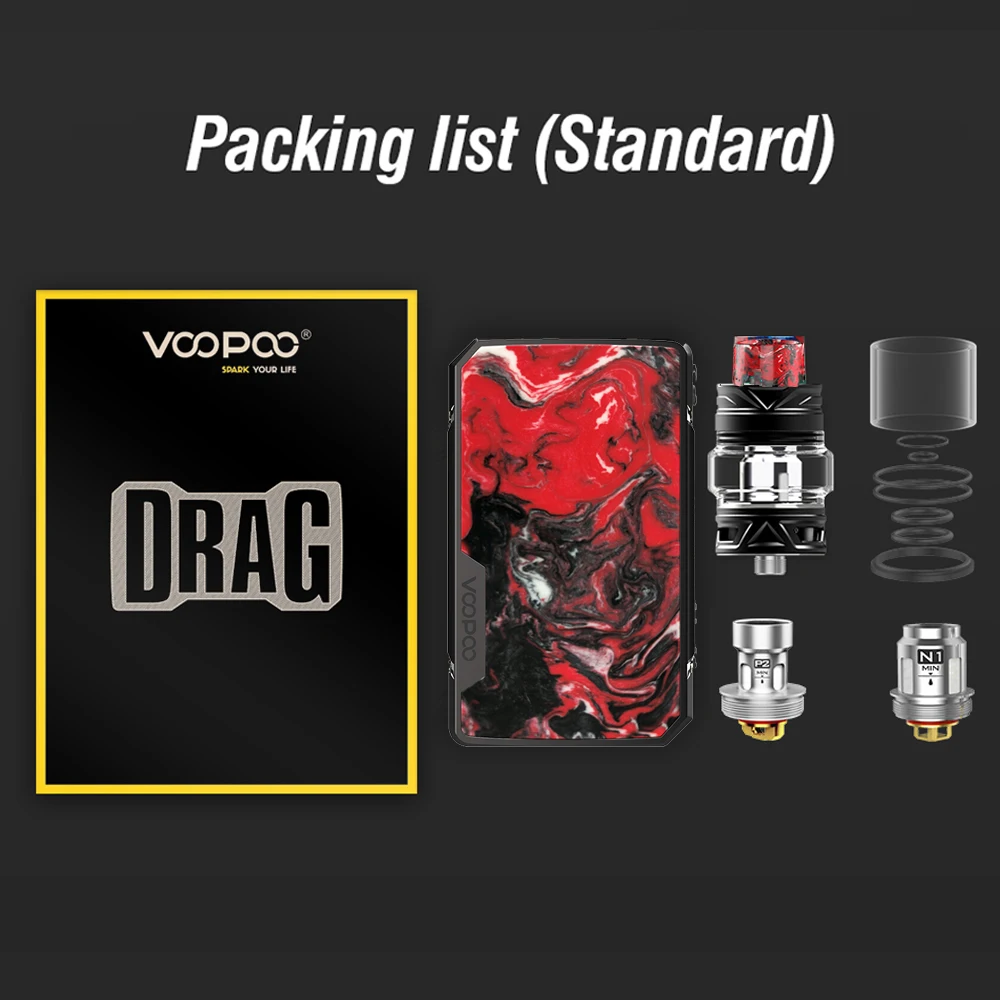Оригинальный VOOPOO DRAG Mini Platinum 117W TC Kit 4400mAh Встроенный батарейный мод комплект 5 мл