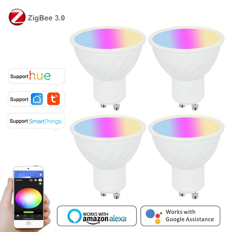 Умная лампа Tuya Zigbee 3 0 GU10 с поддержкой Wi-Fi RGB + CW 2000-6500K | Лампы и освещение