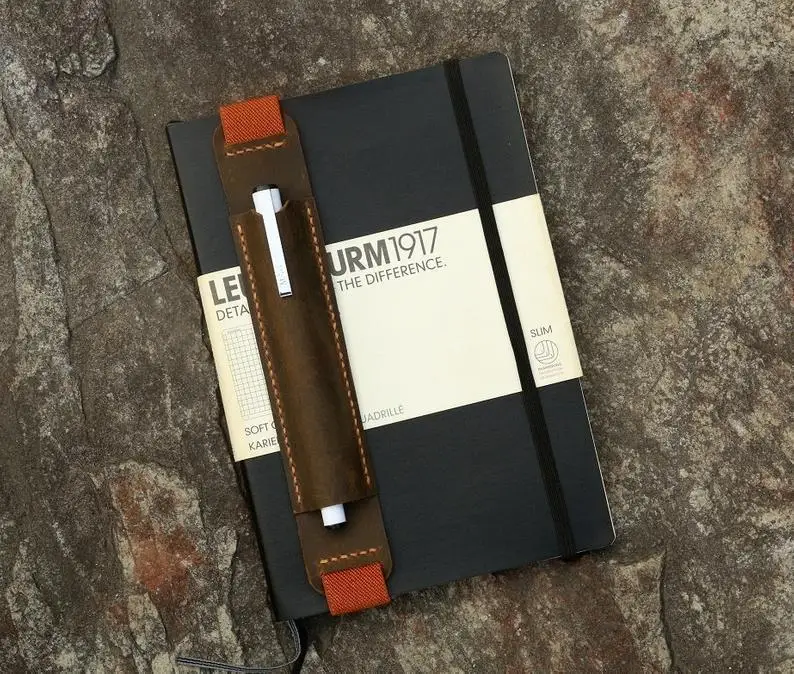 

Vintage Leather Pen Pencil Holder Quiver for Moleskine Large Notebook A5 Size Notebook Leuchtturm1917 Notebook Medium PH05N