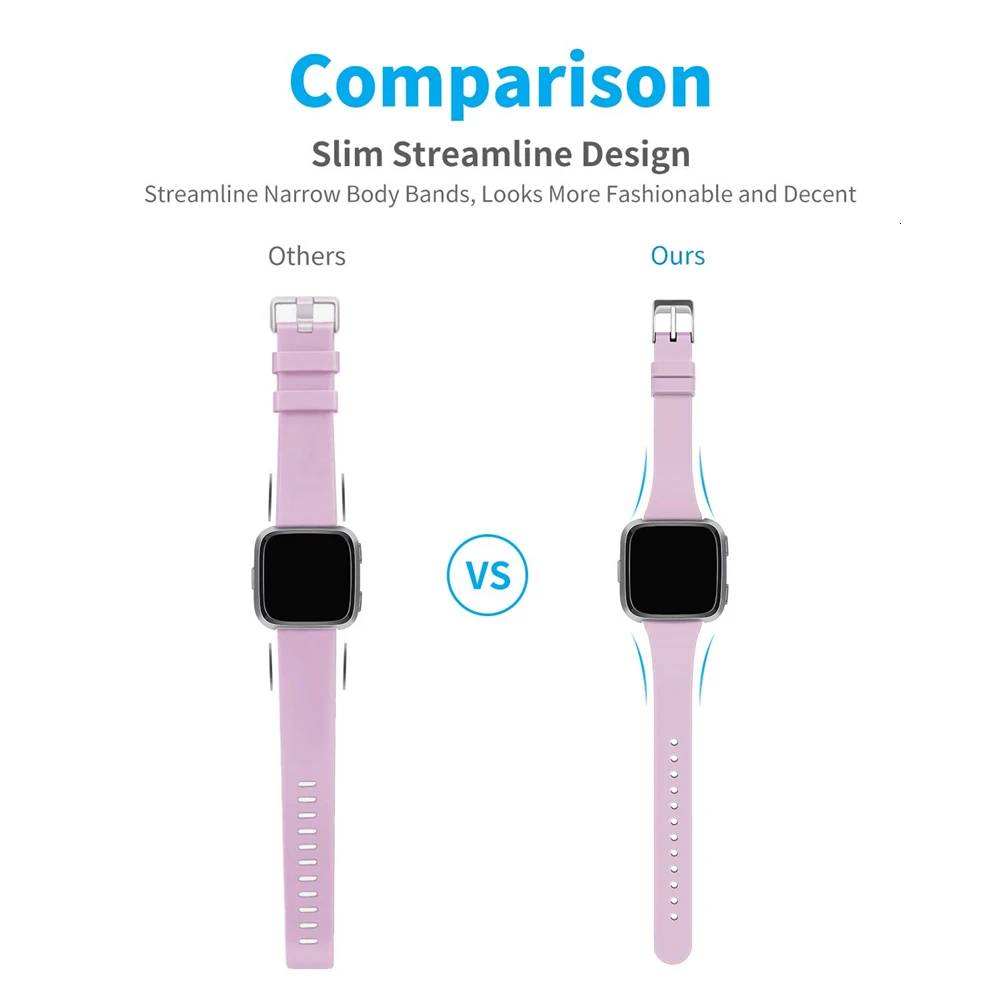 Аксессуары ремешок для Fitbit Versa 2 мягкий силиконовый тонкий узкий сменный Браслет для Fitbit Versa/Versa 2 Band