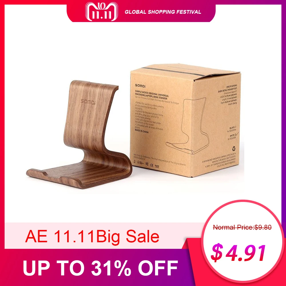 Birch/Walnut Mobile Phone Stand Wooden Universal Holder Desktop Bracket for xiaomi iphone 11 huawei Android phone | Мобильные