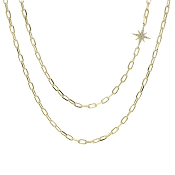 

Multilayer Womans North Star Necklace Ladies Pendant Pentagram Chain Lovers gold Color link chain Classic Elegan Metal