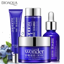 BIOAQUA, 4 шт./лот, увлажняющий крем для ухода за кожей черники+ эссенция, жидкость+ Тонер+ крем для глаз, набор для ухода за лицом, отбеливающий, увлажняющий
