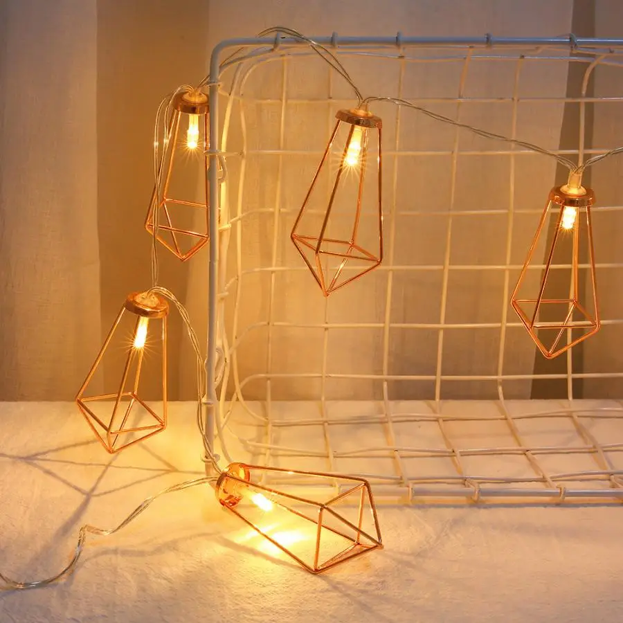 

1.5m USB Power Supply Metal Diamond Shape String Lights Decoration Lamp For House Courtyard Christmas Decoration
