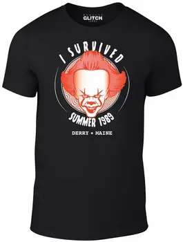 

Men's I Survived Summer of 89 T-Shirt Clown Pennywise Horroy Halloween