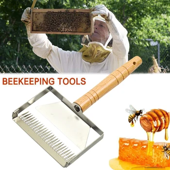 

Beekeeping Tools Uncapping Fork Scraper Honey Cutter Wooden Handle Beehive Shovel Cutting Device