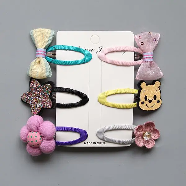 6pcs/card Baby Girls Bow Knot Hairpins Children Kids Cute Hairgrips Lovely Headwear Infants Barrettes Toddlers Hair Accessories