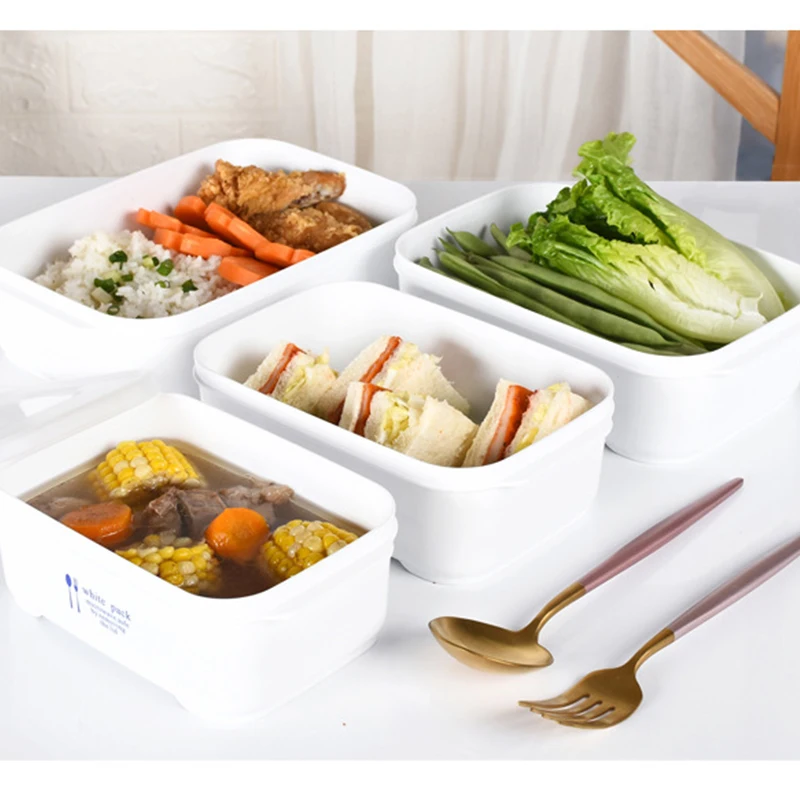 800/1200/1600ml Food Luch Box Food Storage Container Plastic Bento Fresh-Keeping Box Food Preservation Refrigerator Organizer