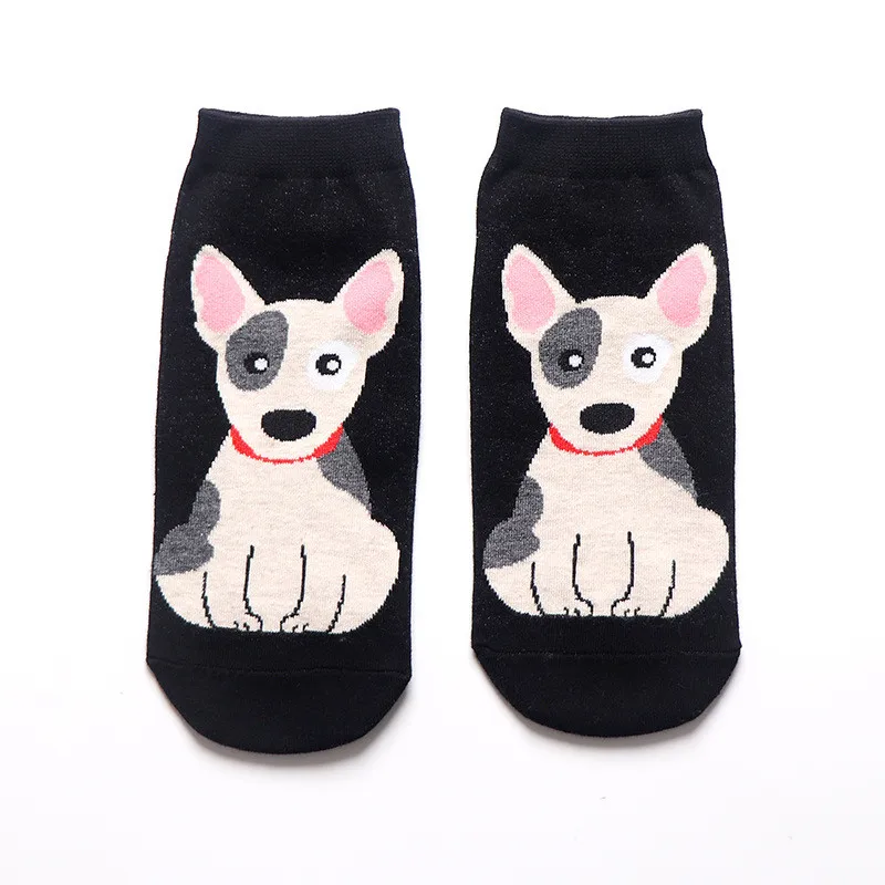 Весна осень модные милые животные женские хлопковые короткие носки Tide Dog Kawaii бультерьер Beagle японские повседневные Веселые носки