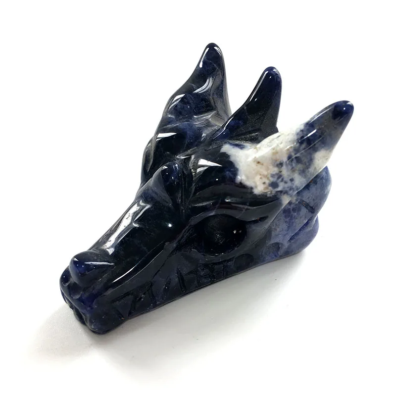 Розовый кварц Череп натуральный кристалл голова дракона Лабрадорит Wicca камень аметист Статуэтка для украшения XYW - Цвет: M-Sodalite