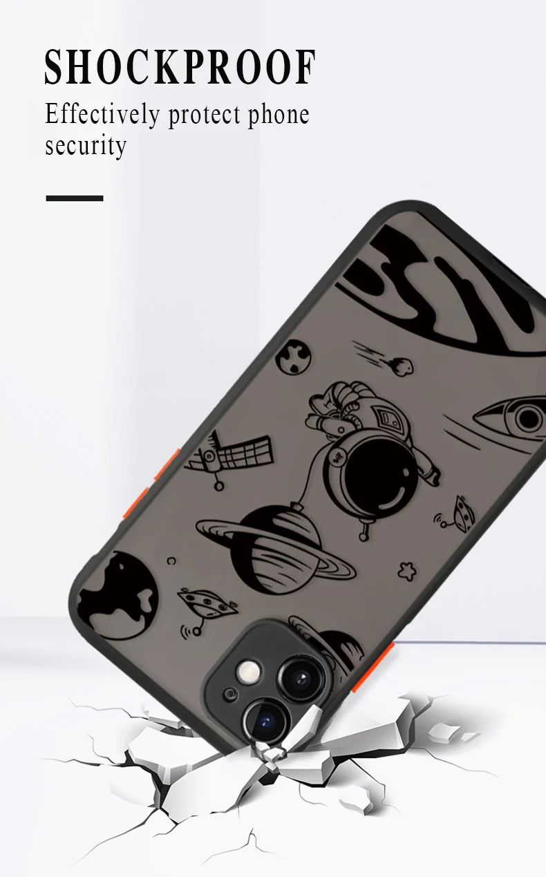 Anime Planet Astronaut Phone Case For iPhone 12 11 Pro Max Mini XS XR X 7 8 Plus SE2 Luxury Shockproof Armor Matte Hard PC Cover best case for iphone 12 pro max