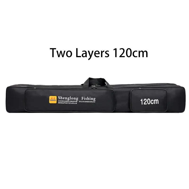 120cm Portable Folding Fishing Rod Bag Multi-purpose Carrier Canvas Pole Lure Tools Storage - Цвет: 2 Layer Black