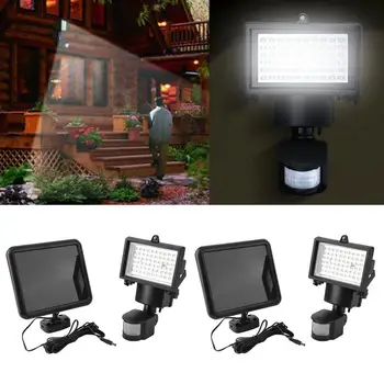 

2PCS Outdoor Waterproof Garden Solar Power Lamps Motion Detector 60 LED Ultra Bright Angle Adjustable Security Sensor Lights