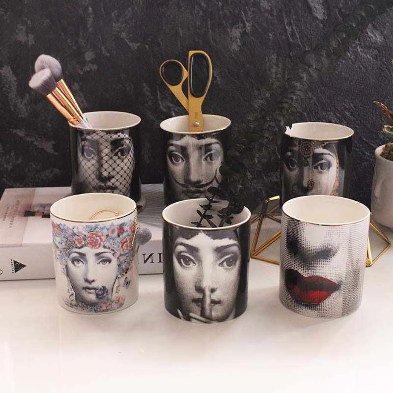 Европейский подсвечник Fornasetti, Керамическая свеча подсвечник Lina, ретро украшение для дома, рабочего стола, для хранения ювелирных изделий, Баночки, коробка