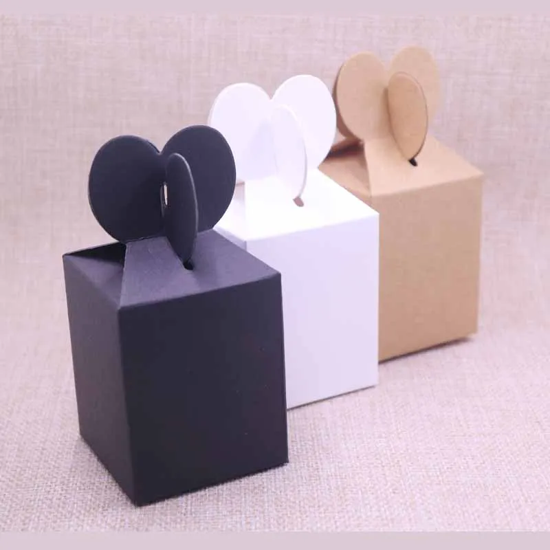 

10pcs Fishtail paperboard Boxes Solid Kraft/Black/White Package Wedding Candy Small Cute Cardboard Packaging High-quality Boxes