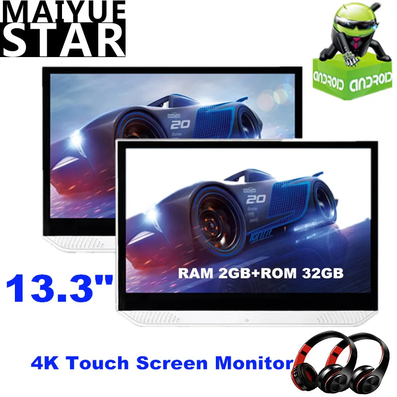 13 3 &quotAndroid 9 0 подголовник автомобиля экран монитора 4K 1080P сенсорный HDMI ТВ плеер