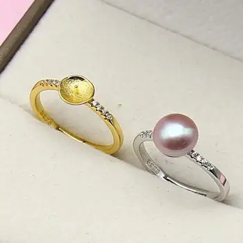 

2 Color Fashion Pearl Ring Mounts, Ring Findings, Adjustable Ring Jewelry Parts Fittings Charm Accessories Silver Jewellery