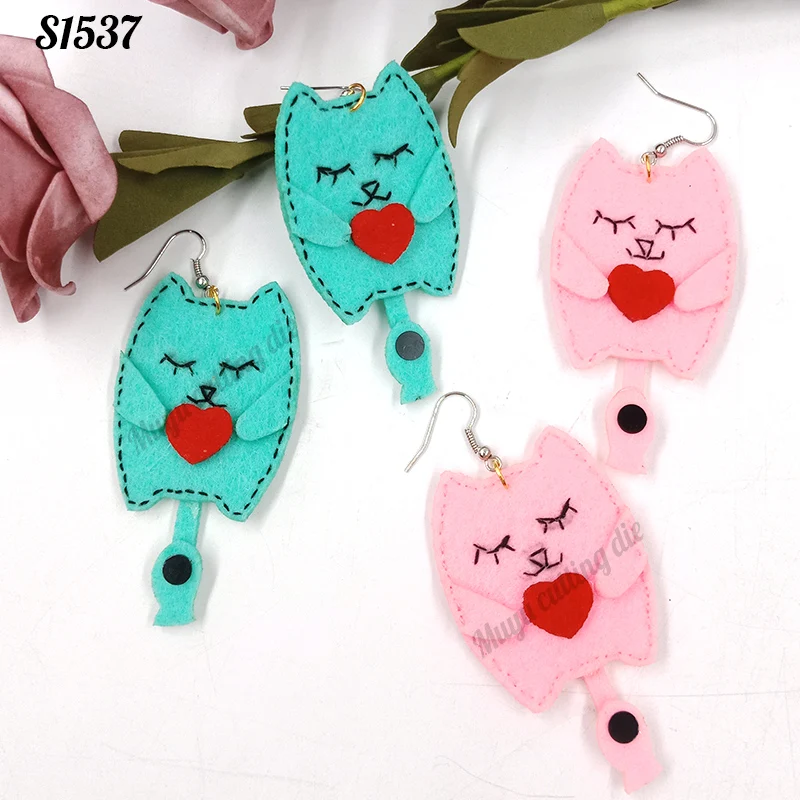 Cat earrings-S1537 Scrapbook cut sky& steel wooden dies Compatible with most machines