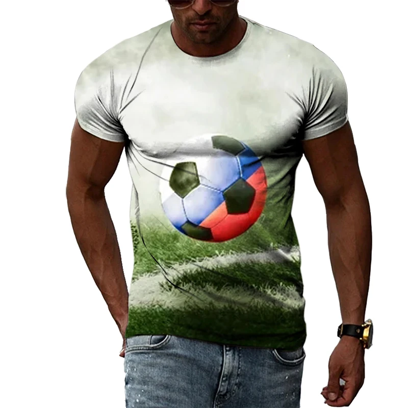 Summer Men New Print Football graphic t shirts Fashion Personality Casual  Sports T-shirt Hip Hop short harajuku sleeve t-shirts