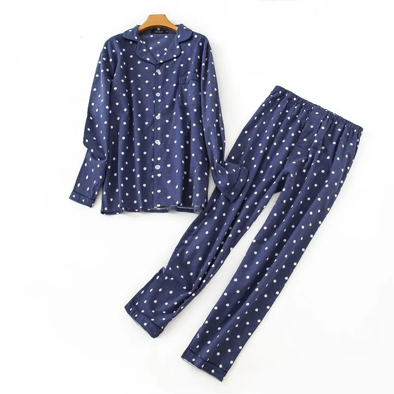 Осенняя мужская повседневная клетчатая Пижама, наборы мужская рубашка с длинными рукавами и отложным воротником и штаны, мягкий хлопковый пижамный комплект - Цвет: C