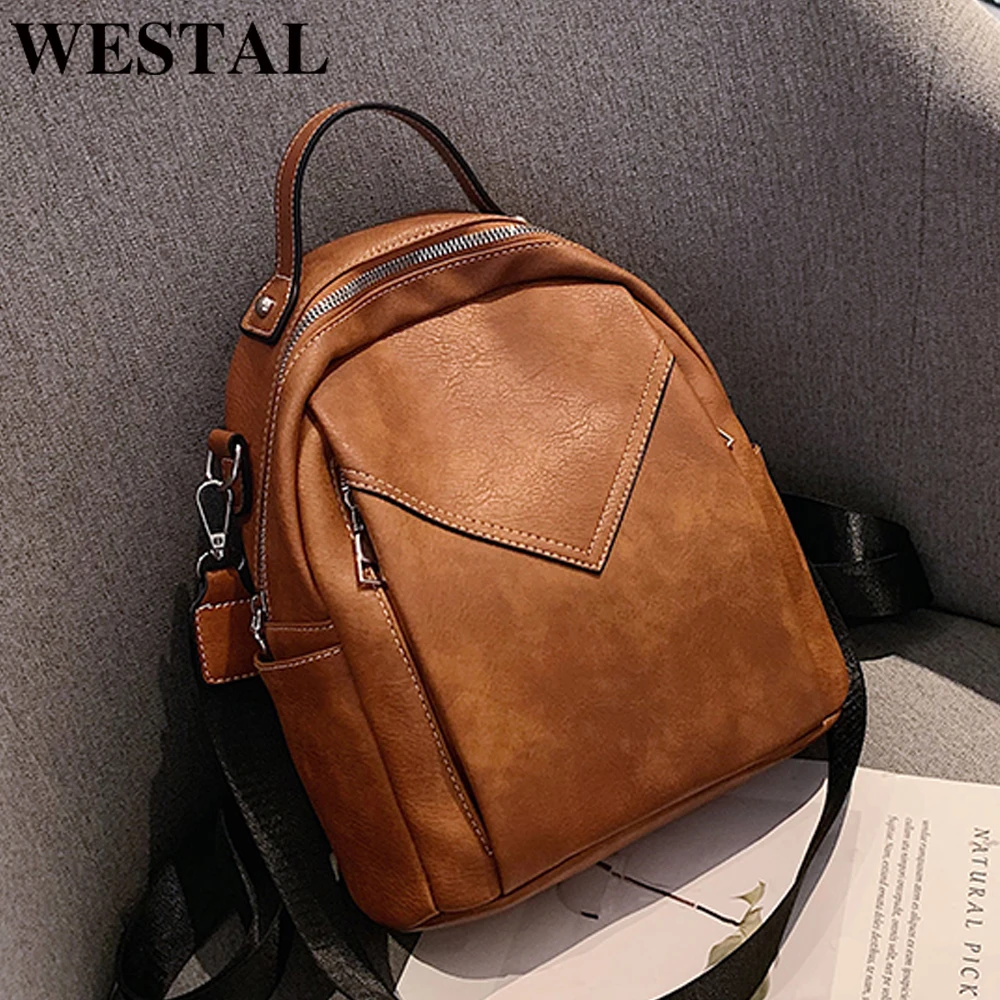 Маленький женский рюкзак WESTAL из искусственной кожи школьный ранец для