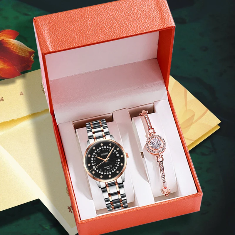 Luxury Quartz Watch Women watches Bracelet box set Ladies waterproof Steel Women's Calendar Watches gift Clock Relogio Feminino afbeelding