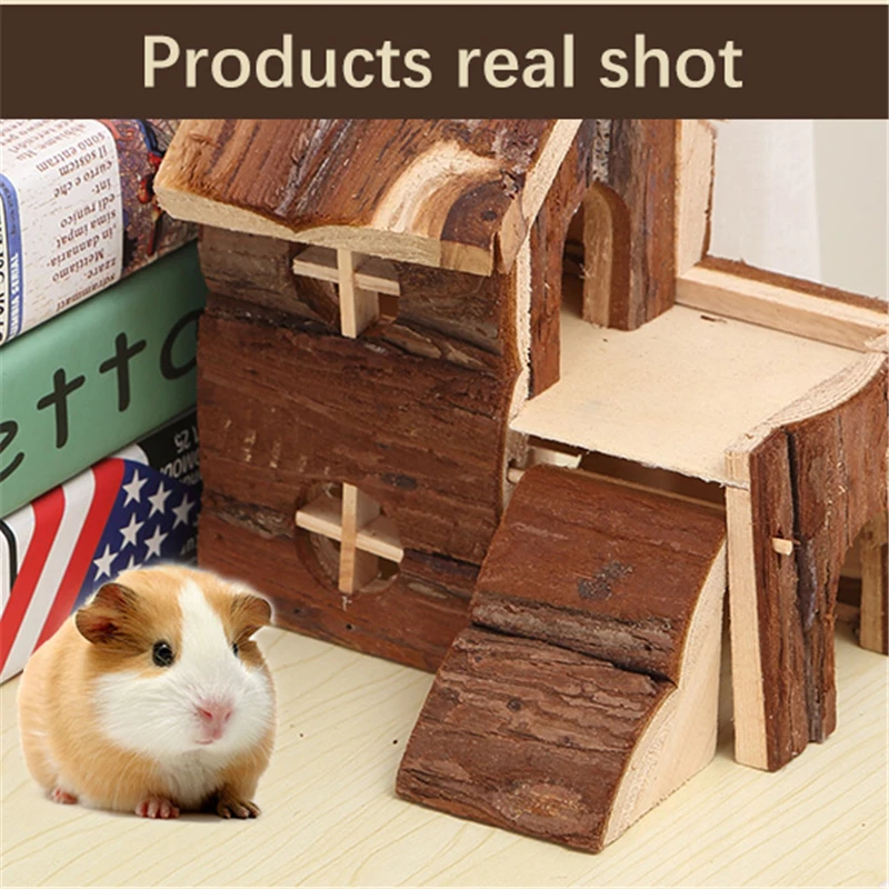天然木製ハムスター巣隠蔽木製高級小屋ゲームの家のおもちゃ小リスチンチラモルモットフェレットハムスターケージペットケージアクセサリー 鳥かご Aliexpress