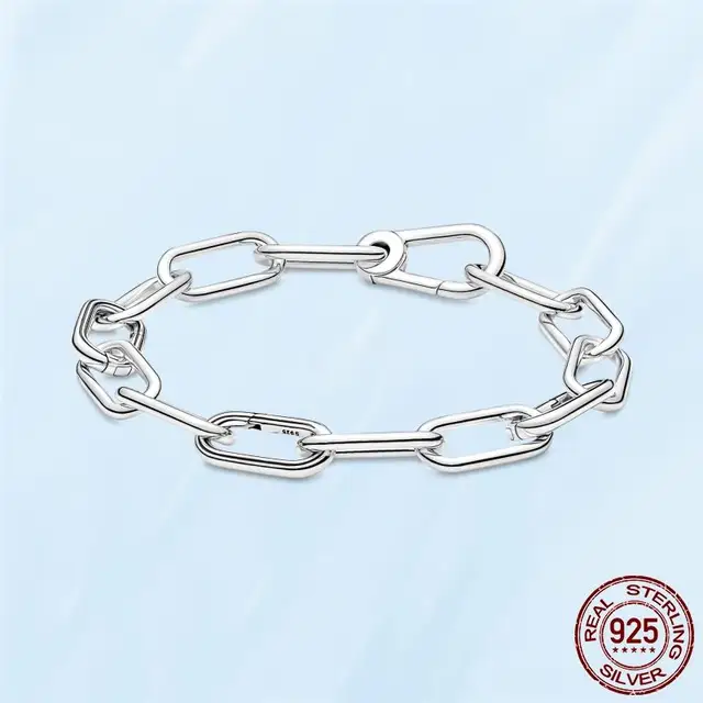 TOP SALE 925 Sterling SILVER Heart Snake Chain Fashion Bracelets For Women Fit Original Pandora Charm Beads Jewelry Gift PAB013