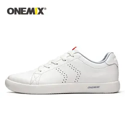 ONEMIX Classsic Мужская обувь для скейтбординга удобная спортивная обувь кожаные на шнуровке уличные повседневные плоские Прогулочные кроссовки