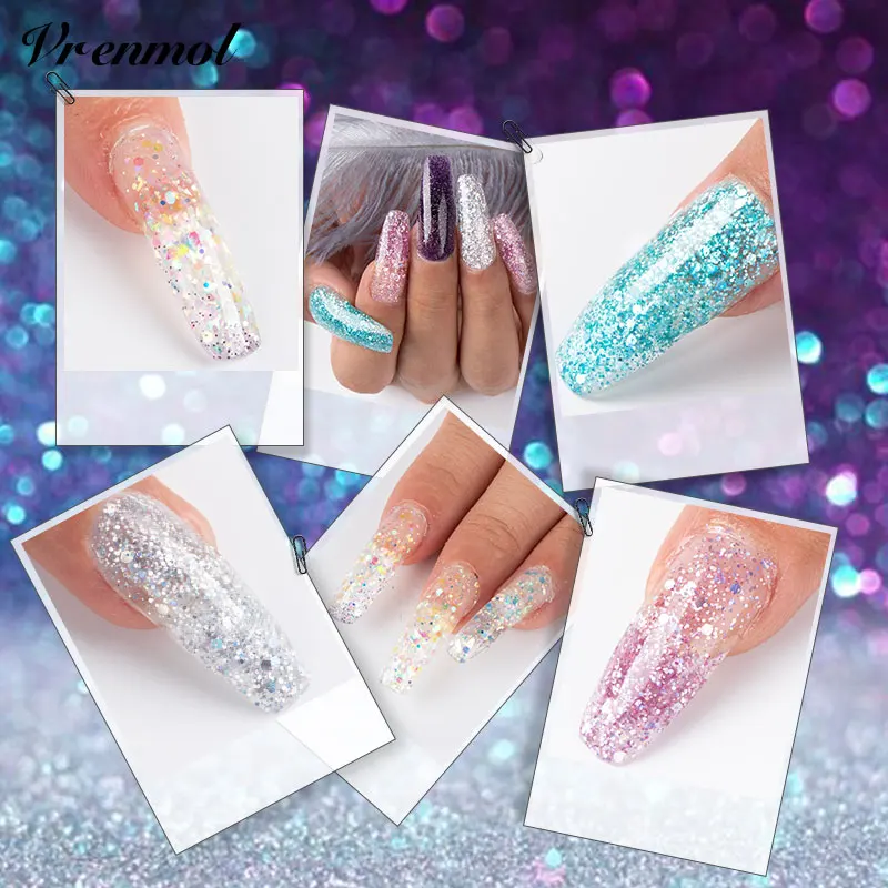 Гель для наращивания ногтей Vrenmol Glitter Ploy Алмазный долговечный УФ гель
