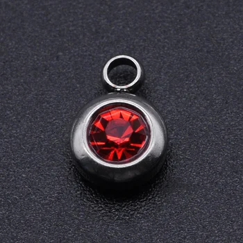 

10pcs/lot Stainless Steel 12 colors Birthstone Charms Pendants Wholesale Jewelry Making Charms Necklace Pendants