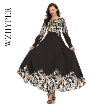 

Top New Women Muslim Dubai Islamic Fashion Dress Maxi Dress Robe Embroidery Abaya Paryer Ramadan Printing Clothes