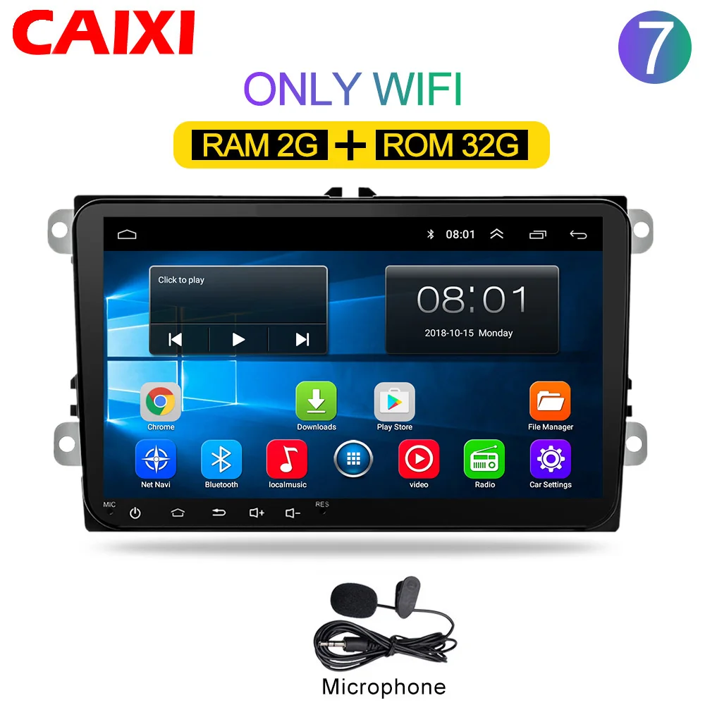2 Din радио автомобиль Android 8,1 gps Мультимедиа для Volkswagen Skoda Octavia Golf 5 6 touran passat B6 Polo Tiguan Yeti Rapid Bora - Цвет: Cx-2G-32G-MIC