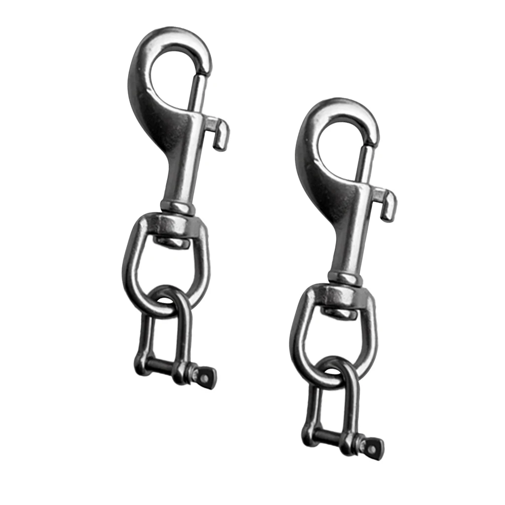 Perfeclan Scuba Diving Torch Holder Single End Snap Clip D Ring Shackle 2pcs