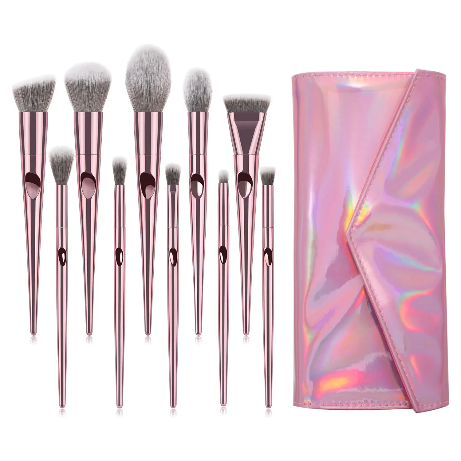 

10Pcs Makeup Brushes Set In Bag Foundation Eye Shadow Powder Blending Highlighter Make Up Brush Cosmetic Tools Kit For Beginner