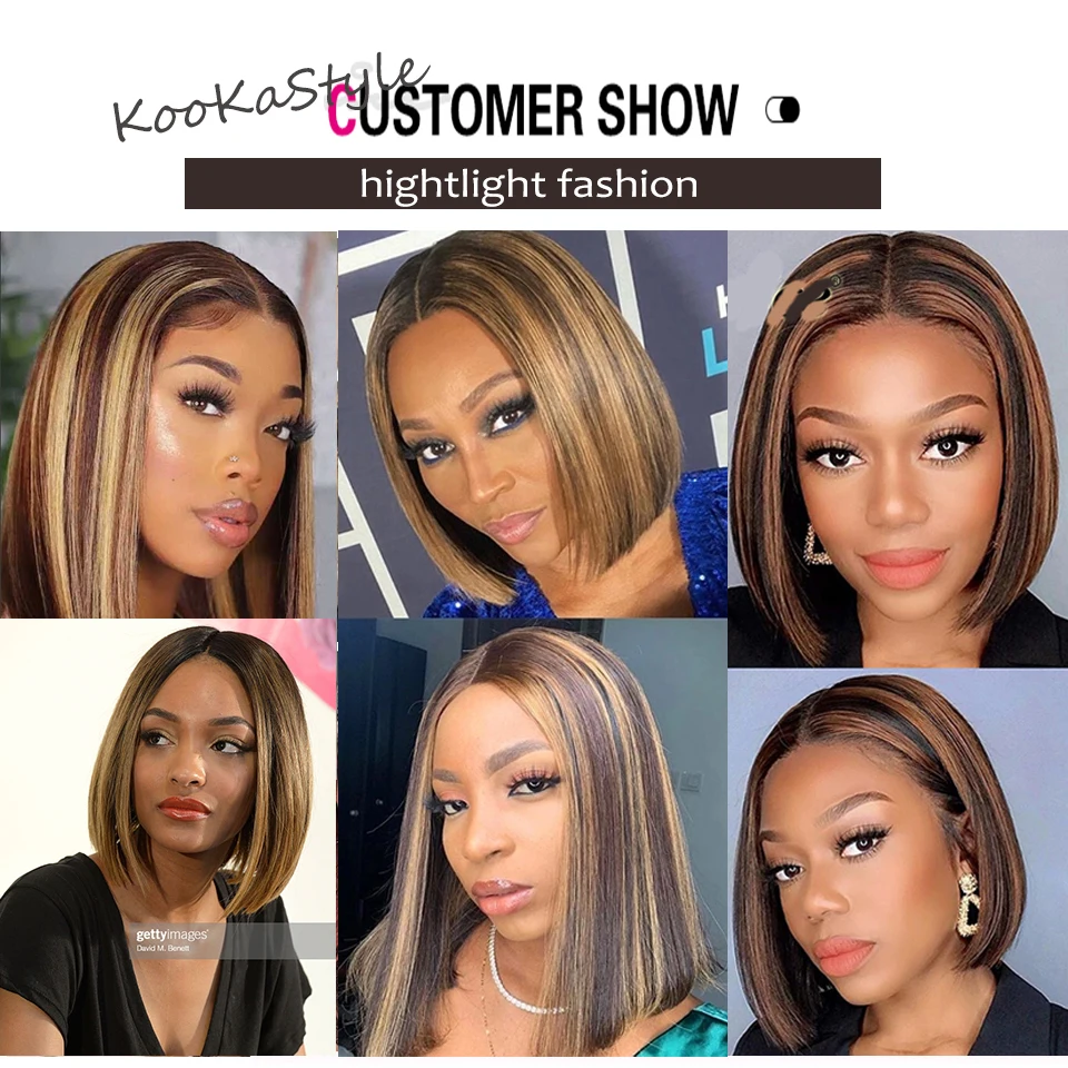 Sintéticas para as Mulheres Reta com Natural Perucas Curto Reta Peruca Destaque Ombre Colorido Hairline Cosplay Brasileiro Bob 2 High Quality Apliques e perucas