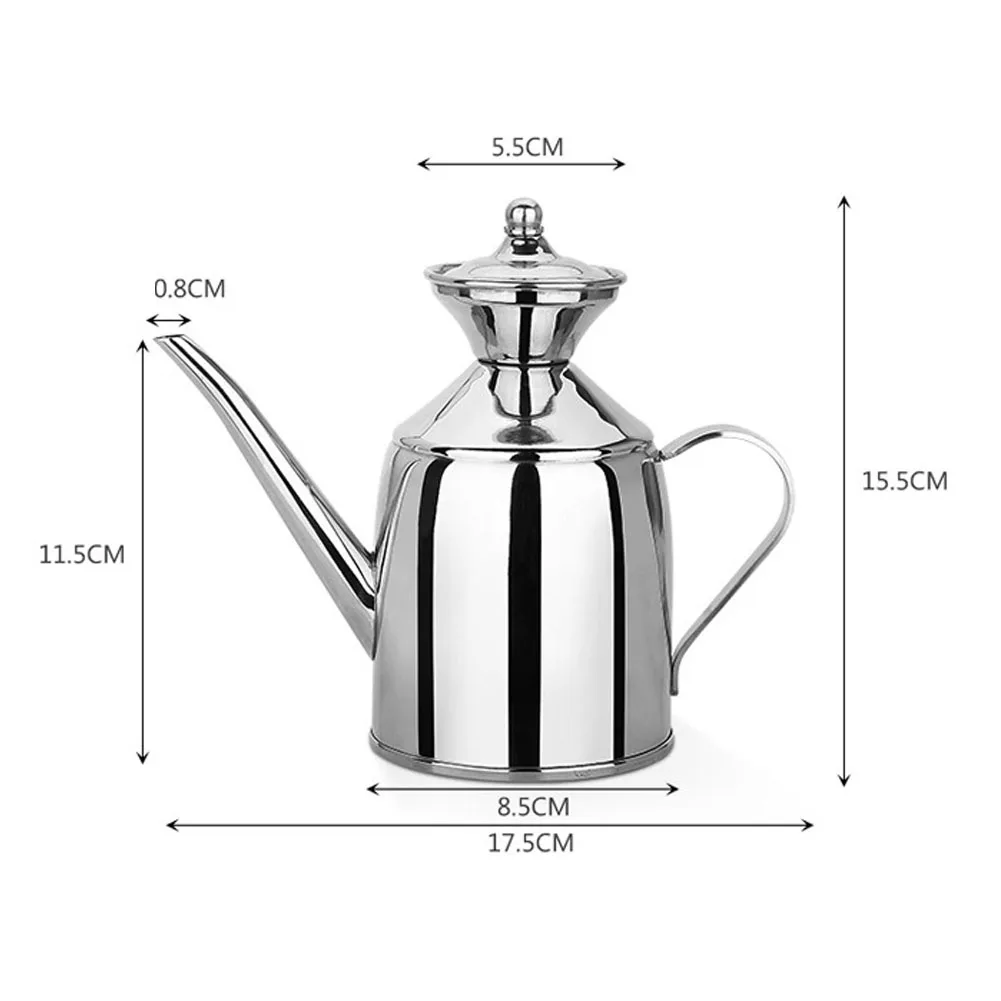 Long Spout Dustproof Durable Restaurant Large Capacity Stainless Steel Countertop With Handle Leak Proof Oil Bottle Food Jar